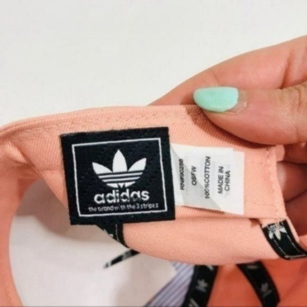 Adidas Originals Relaxed Outline Baseball Hat Coral Pink Women New - Picture 7 of 8